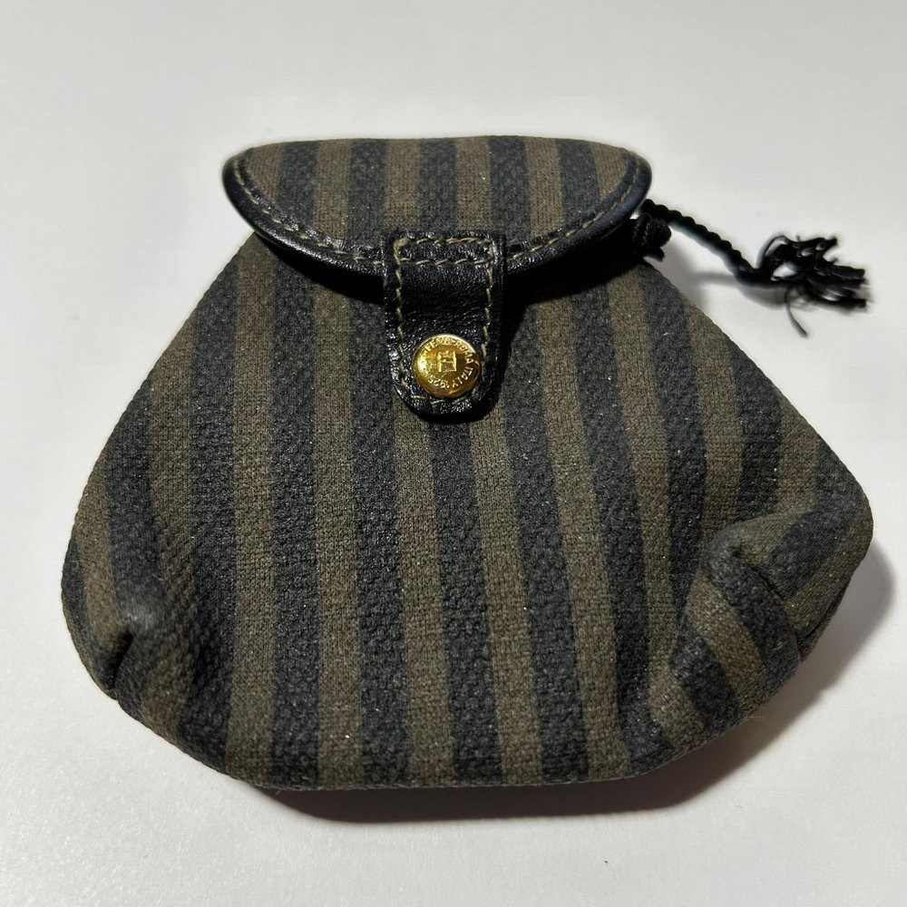 FENDI Vintage Pequin Striped Mini Pouch